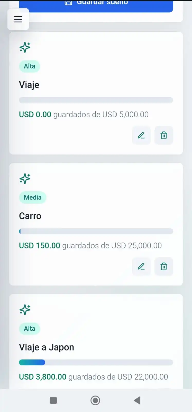 Pantalla de planes de Finora Flow